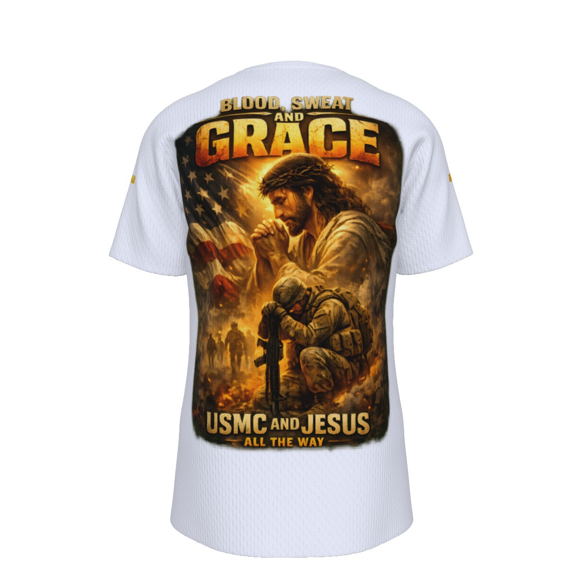 Blood Sweat and Grace USMC Christian Veteran T-Shirt