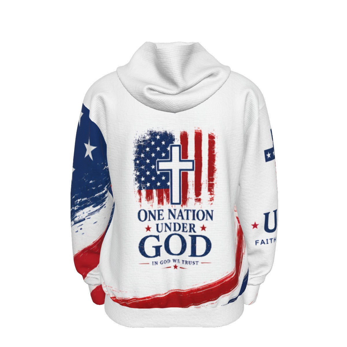 Christian Cross USA Flag Patriotic Zip Hooded Sweatshirt