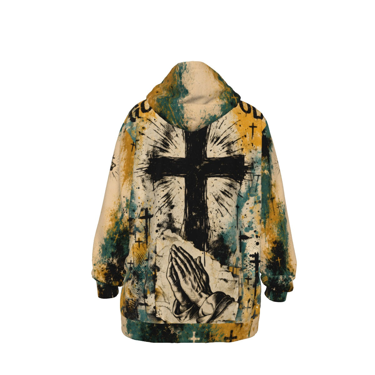 God Is Good Lion Cross Christian Cotton Hoodie