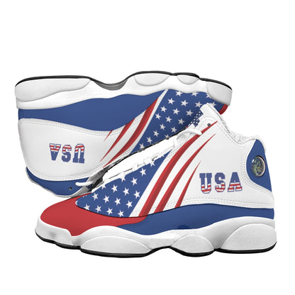 Christian Cross USA Flag Patriotic - Men's Curved Basketball Shoes With Thick Soles