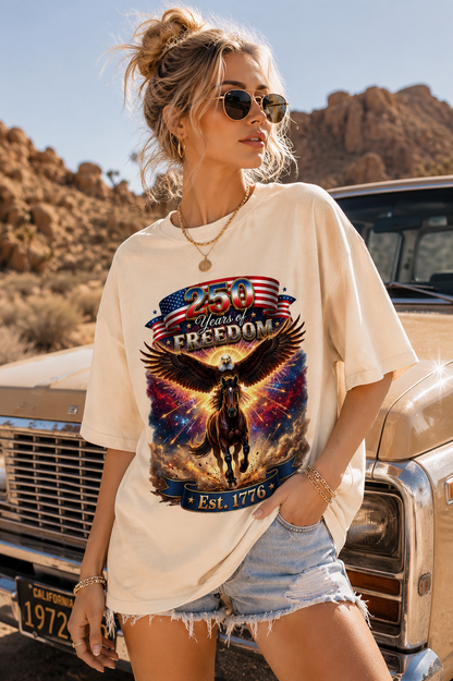 DailyFits. 250 Years of Freedom Eagle Horse Patriotic T-Shirt