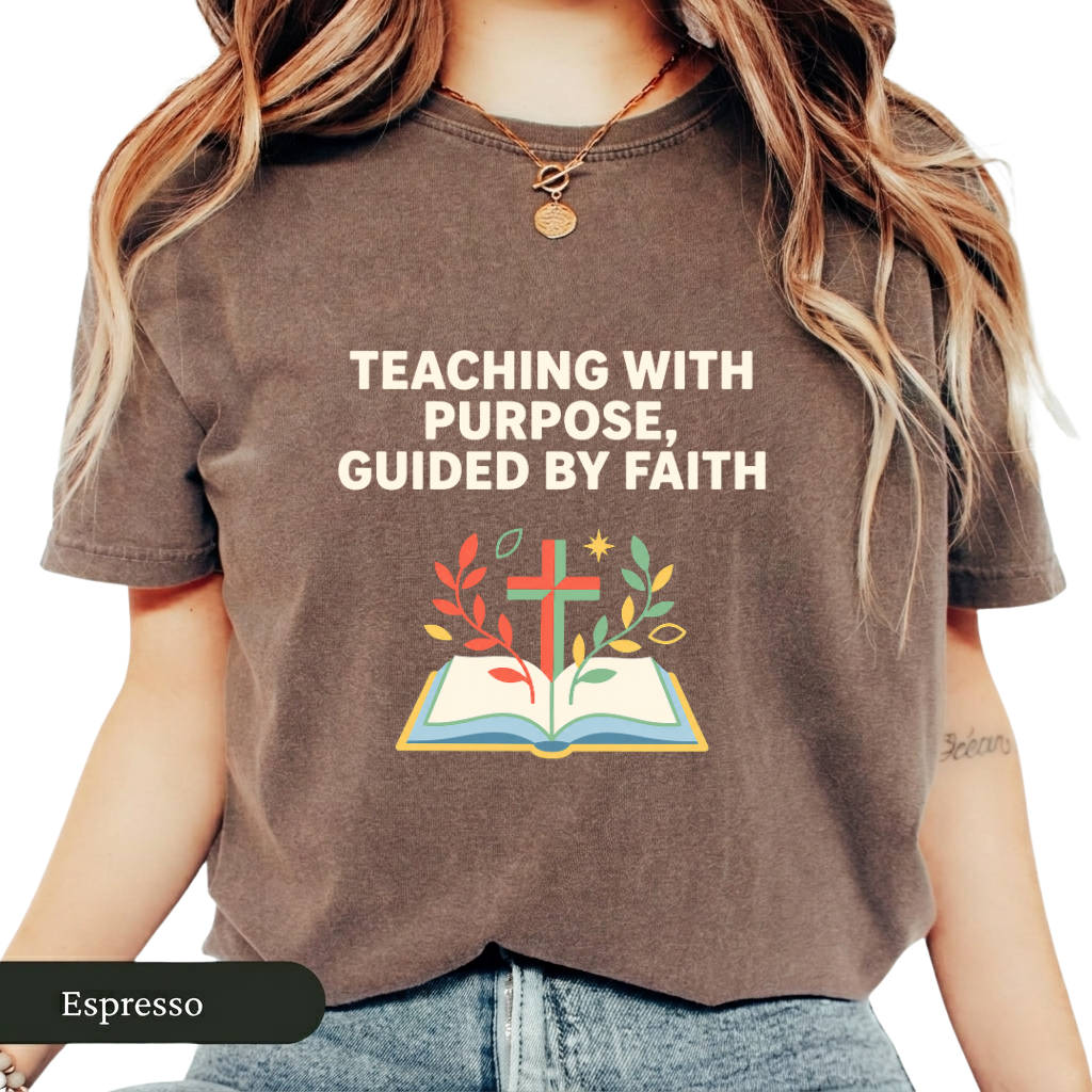 Teaching With Purpose Guided By Faith Christian Teacher T-Shirt