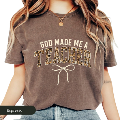 God Made Me A Teacher Leopard Print Shirt