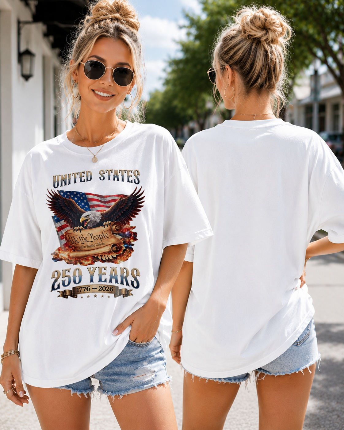 DailyFits United States 250 Years 1776-2026 Patriotic Eagle We The People T-Shirt