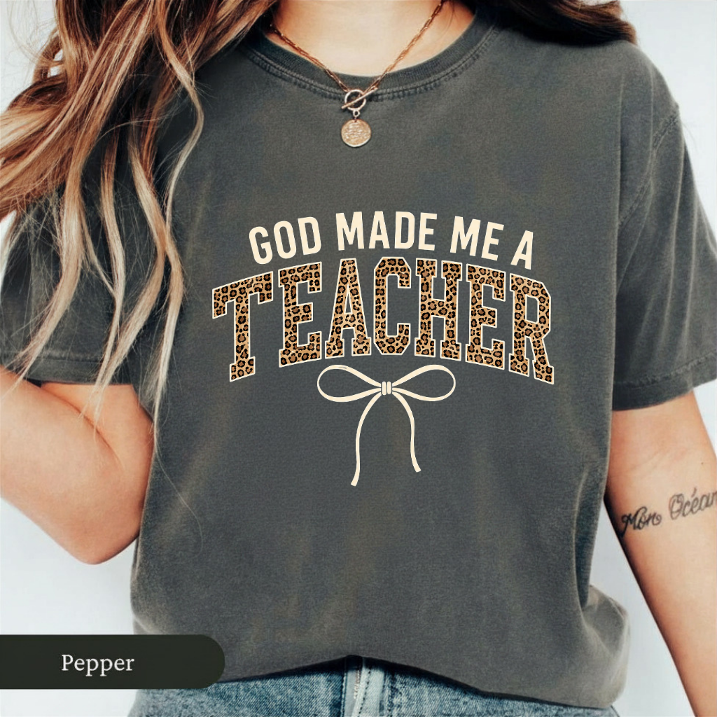 God Made Me A Teacher Leopard Print Shirt