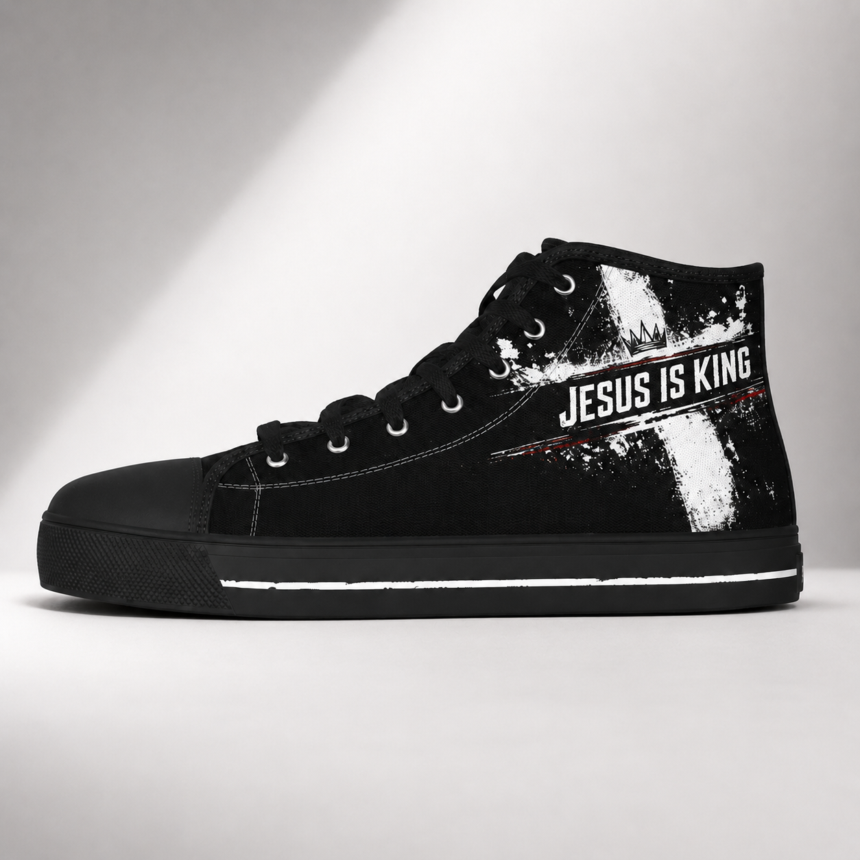 Jesus Is King Cross Men's Black Sole Canvas Shoes