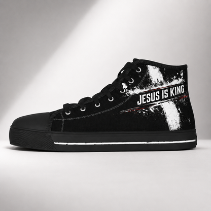 Jesus Is King Cross Men's Black Sole Canvas Shoes