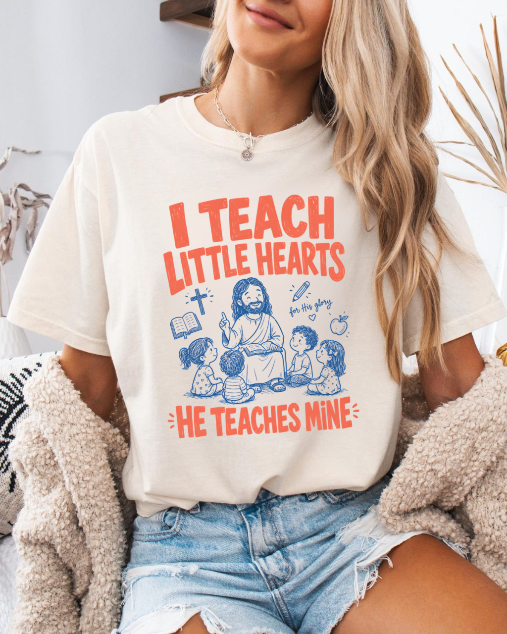 I Teach Little Hearts He Teaches Mine Comfort Colors T-Shirt