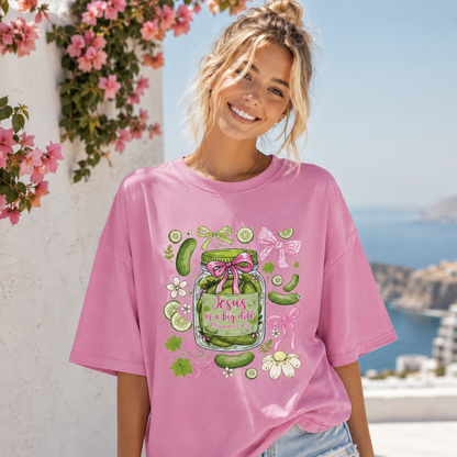 DailyFits Jesus Is A Big Dill Pickle Christian Cute Coquette Bow T-Shirt