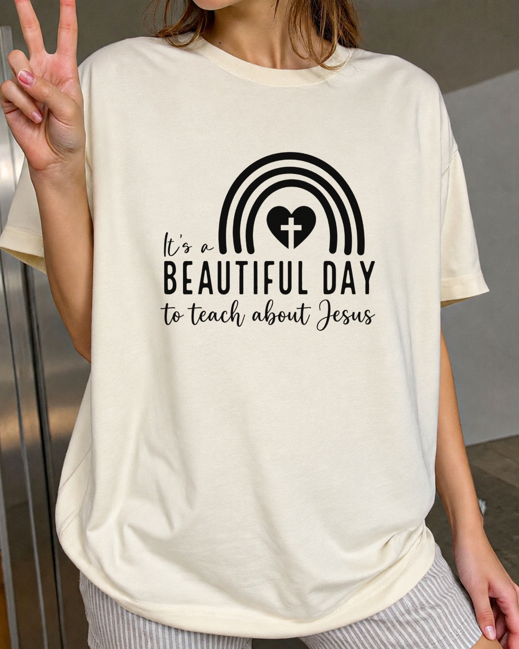 It's A Beautiful Day To Teach About Jesus Christian Teacher T-Shirt