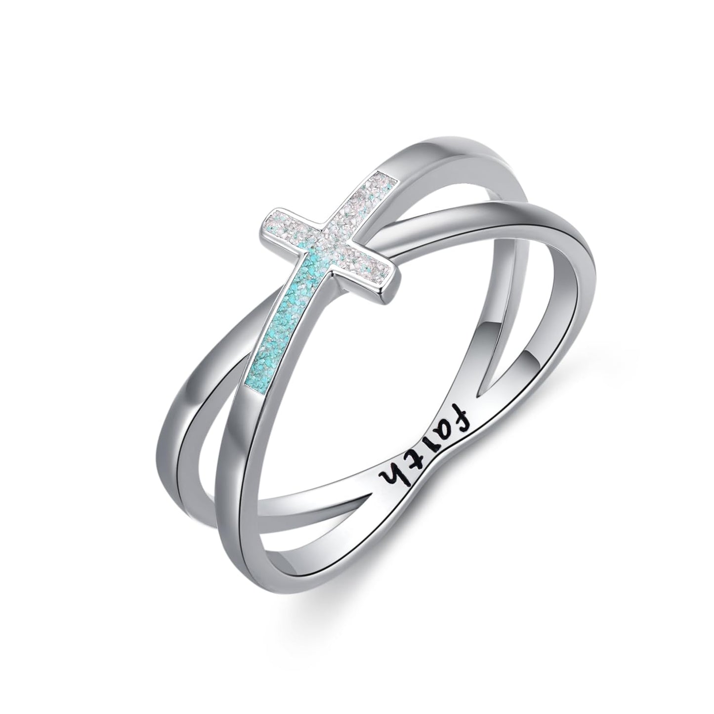 White Turquoise Cross Ring 925 Sterling Silver