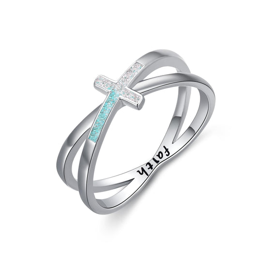 White Turquoise Cross Ring 925 Sterling Silver