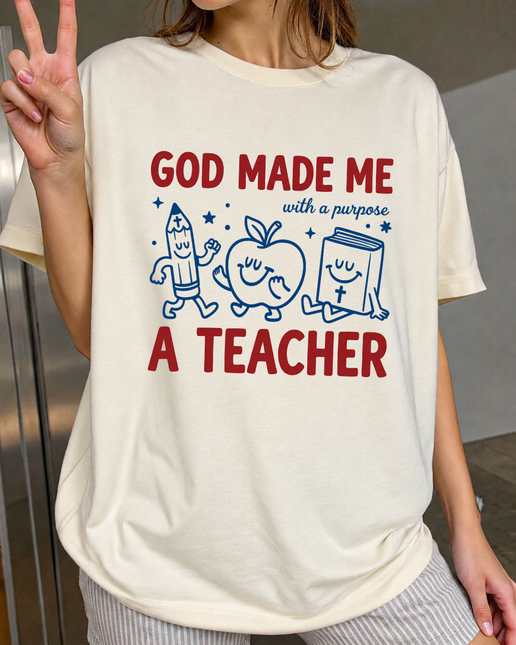 God Made Me A Teacher Christian Teacher T-Shirt