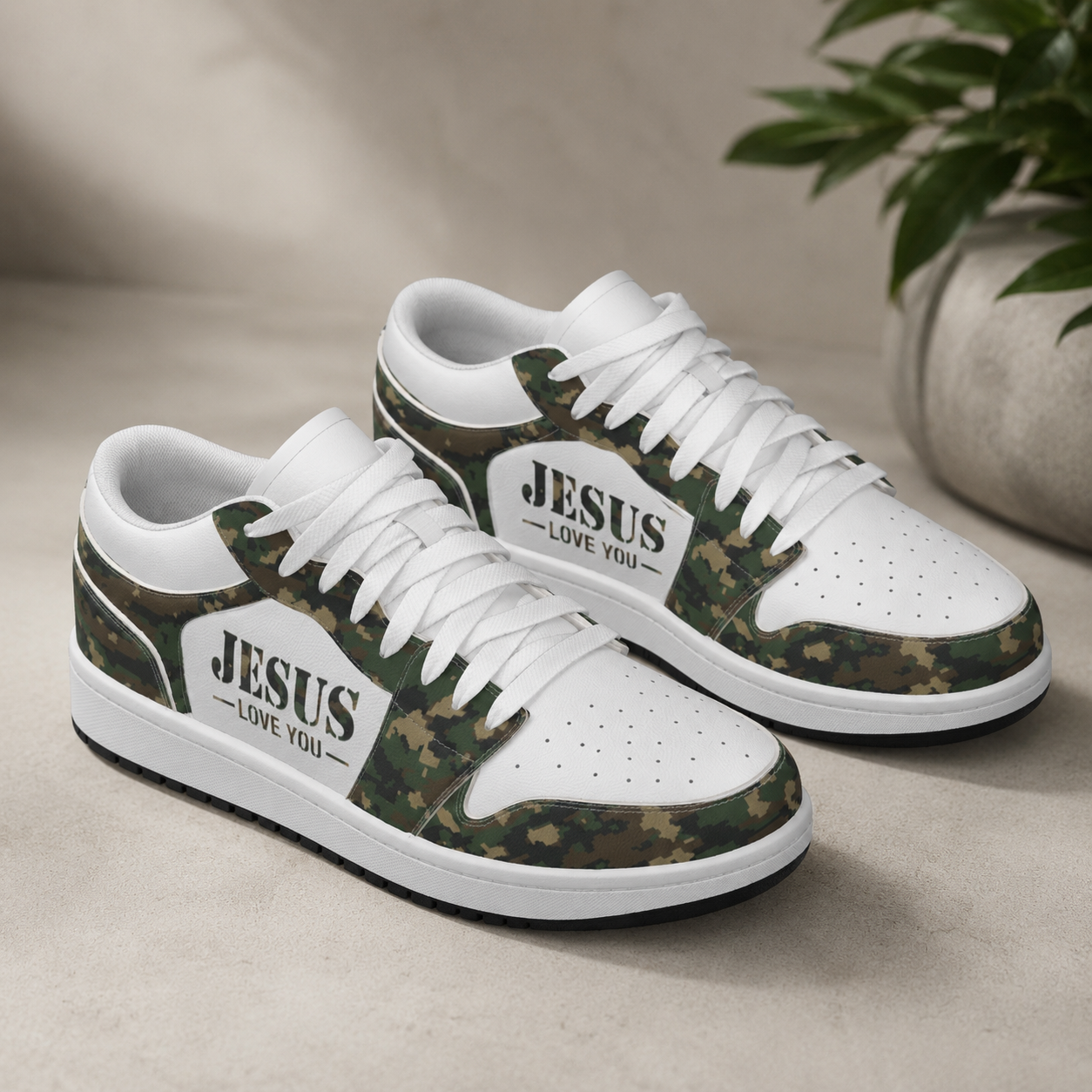 Jesus Love You Camo - Men's Low State Leather Stitching Shoes