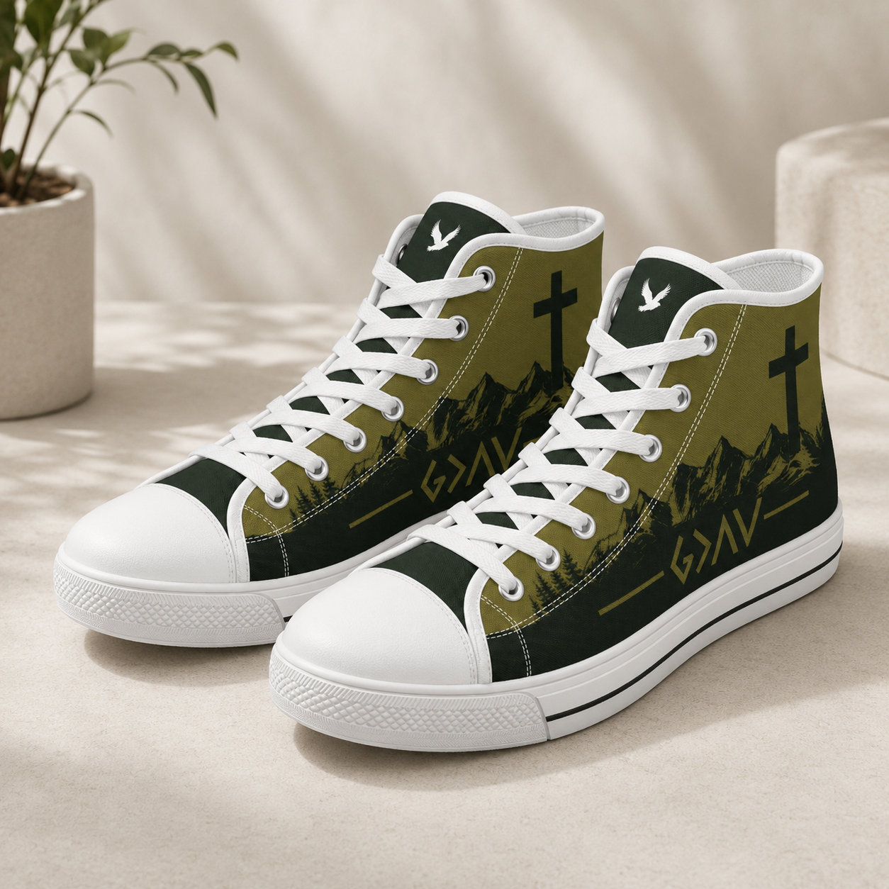 Faith Mountain Cross - Men's Canvas Shoes