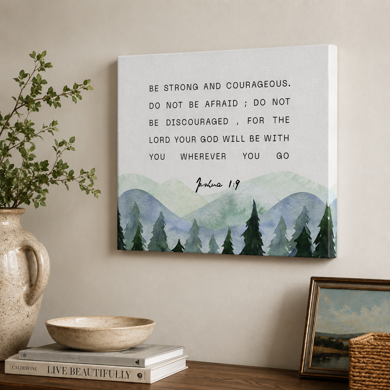 Joshua 1:9 Christian Canvas Wall Art