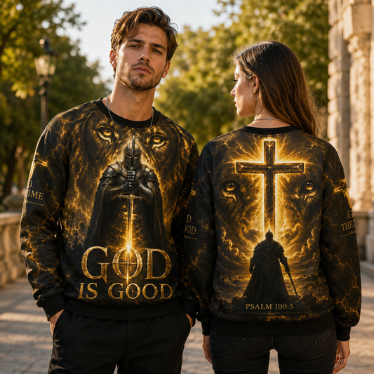 God Is Good Psalm 100:5 Christian Warrior Crewneck Sweatshirt