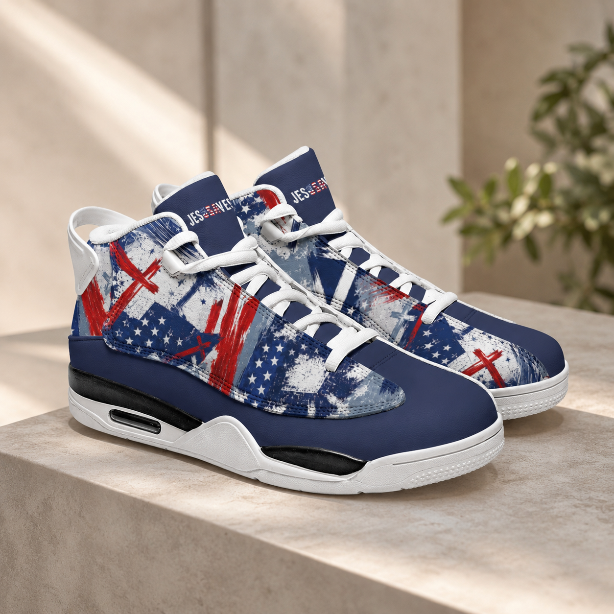 Jesus Saves Patriotic - Men's Shock Absorption and Non-Slip Basketball Shoes