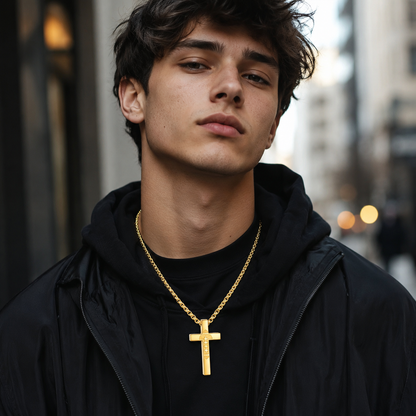Gold Football Cross Necklace for Boys