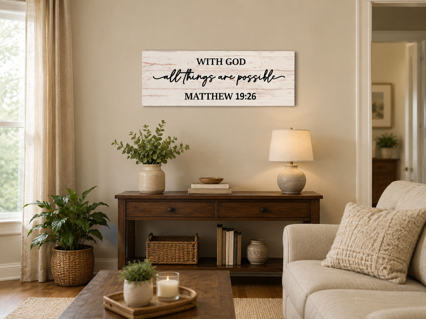 With God All Things Are Possible Wooden Wall Sign