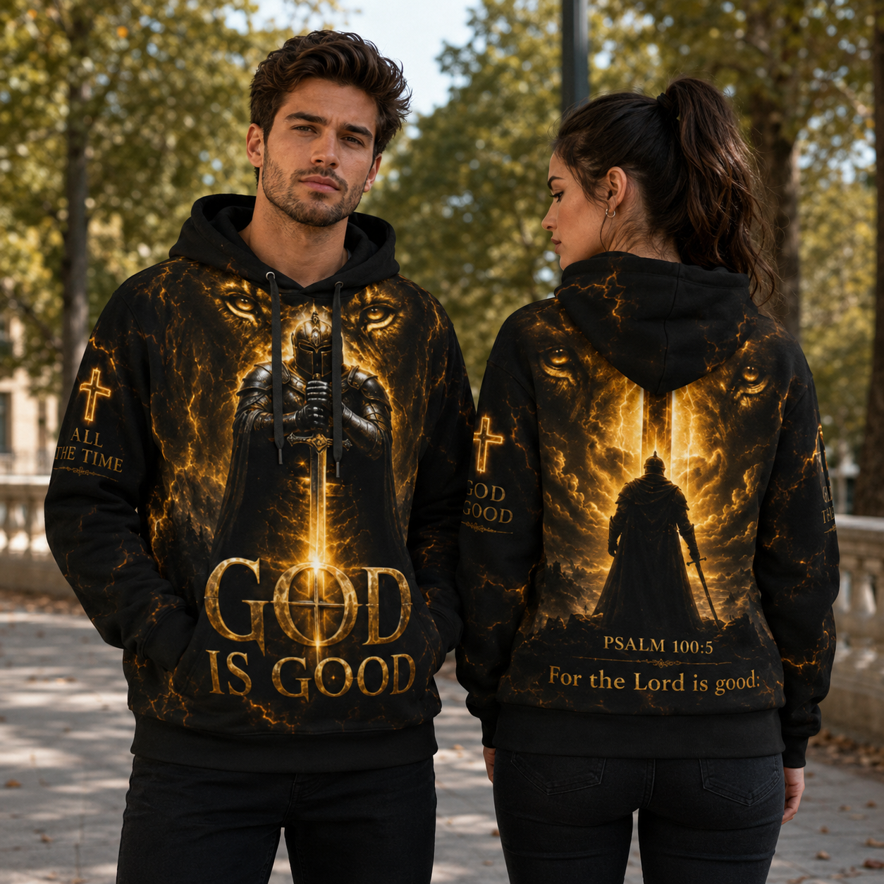 God Is Good Psalm 100:5 Christian Warrior Cotton Hoodie