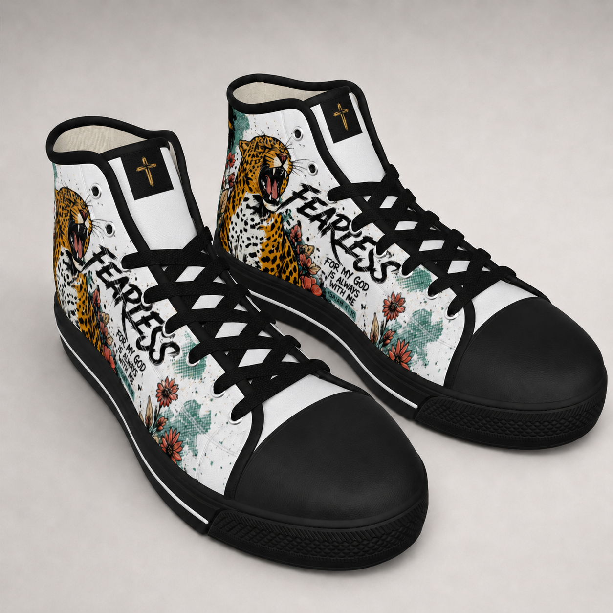 Fearless Isaiah 41:10 Men's Black Sole Canvas Shoes