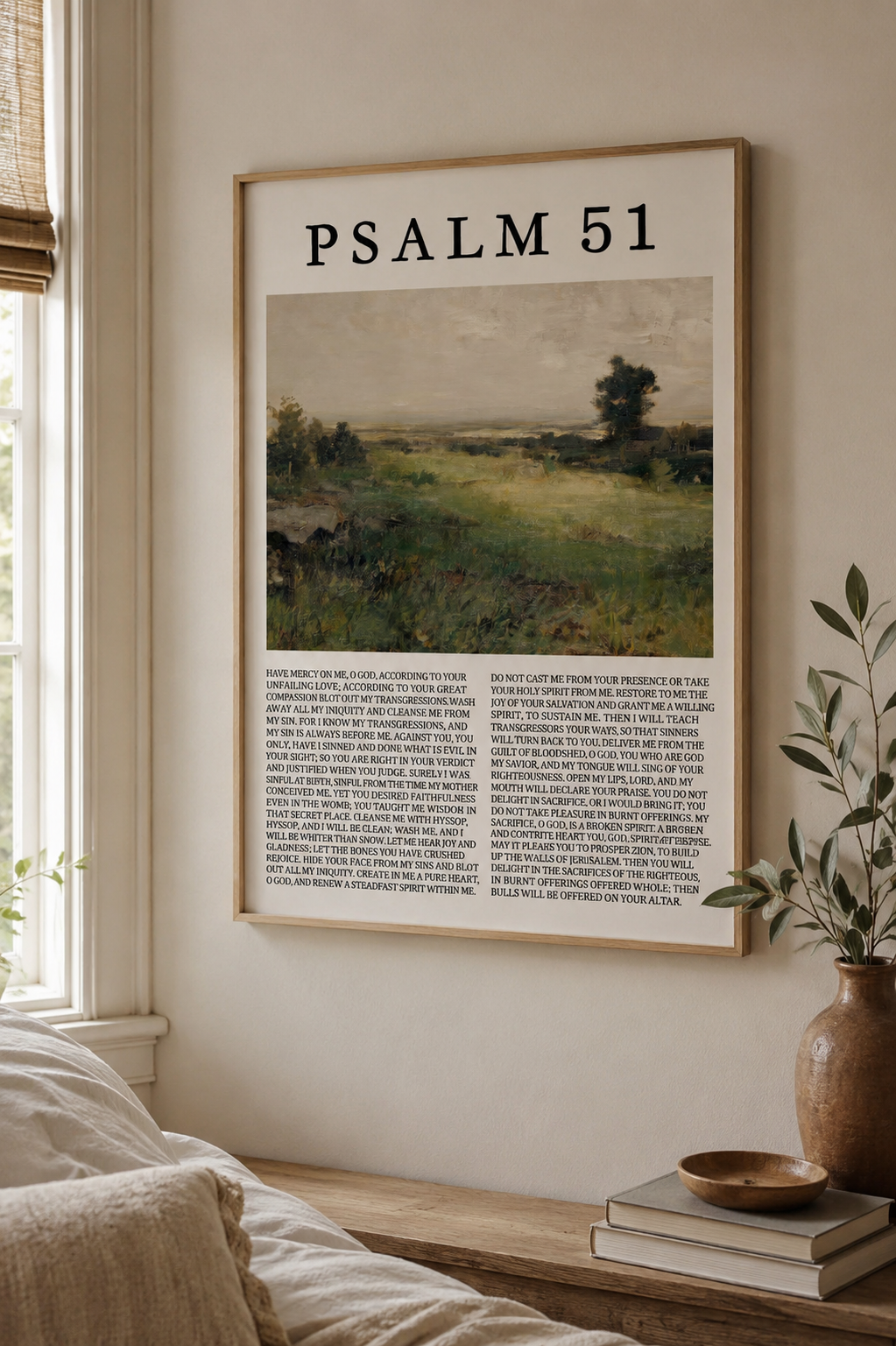 Psalm 51 Wall Art, Create in Me a Clean Heart Christian Landscape Canvas Print