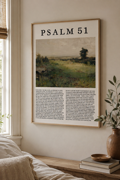 Psalm 51 Wall Art, Create in Me a Clean Heart Christian Landscape Canvas Print