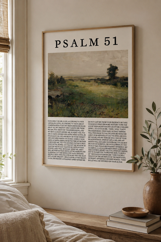 Psalm 51 Wall Art, Create in Me a Clean Heart Christian Landscape Canvas Print