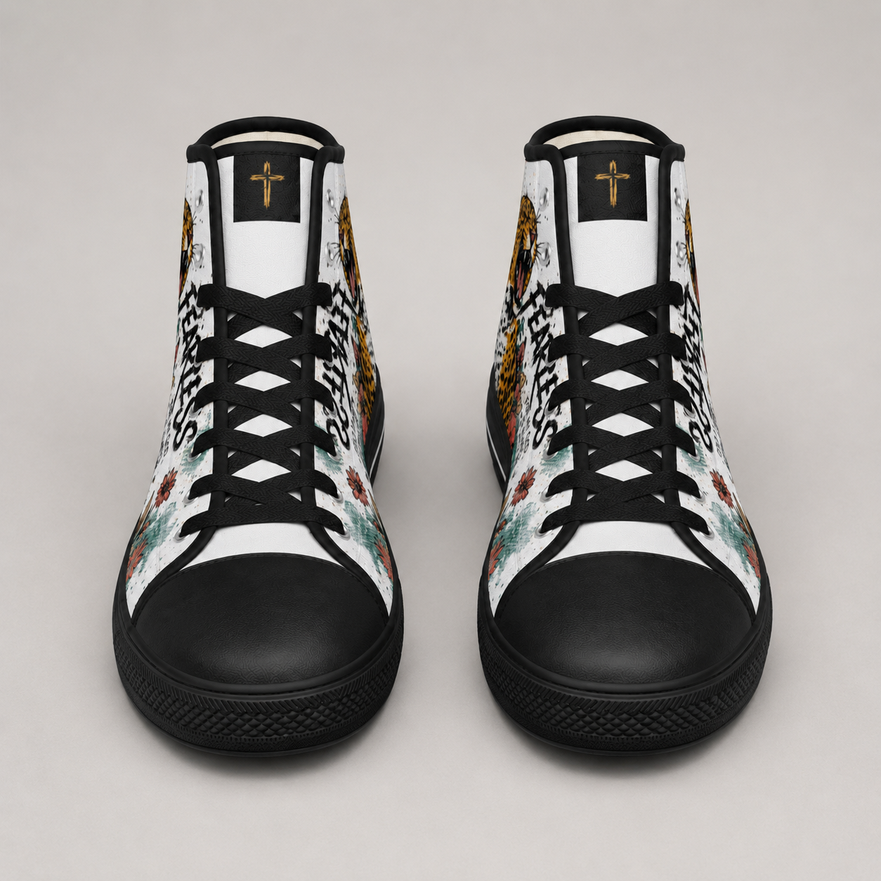 Fearless Isaiah 41:10 Men's Black Sole Canvas Shoes