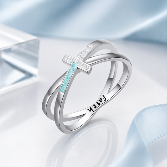 White Turquoise Cross Ring 925 Sterling Silver