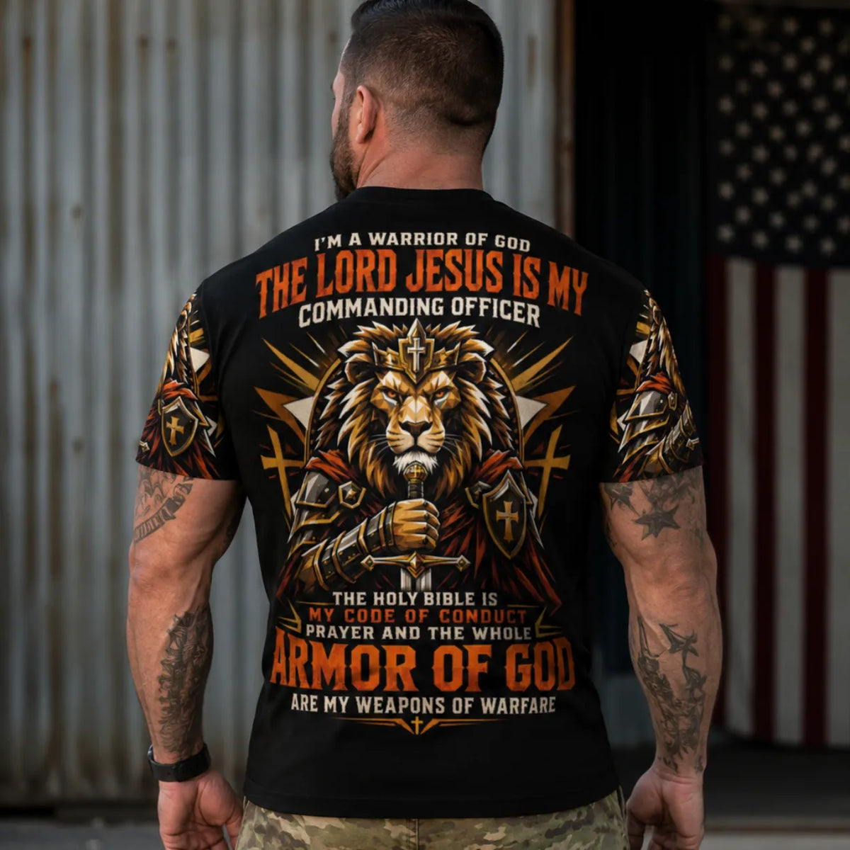 Warrior of God Armor of God Christian Lion T-Shirt