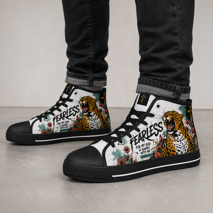 Fearless Isaiah 41:10 Men's Black Sole Canvas Shoes