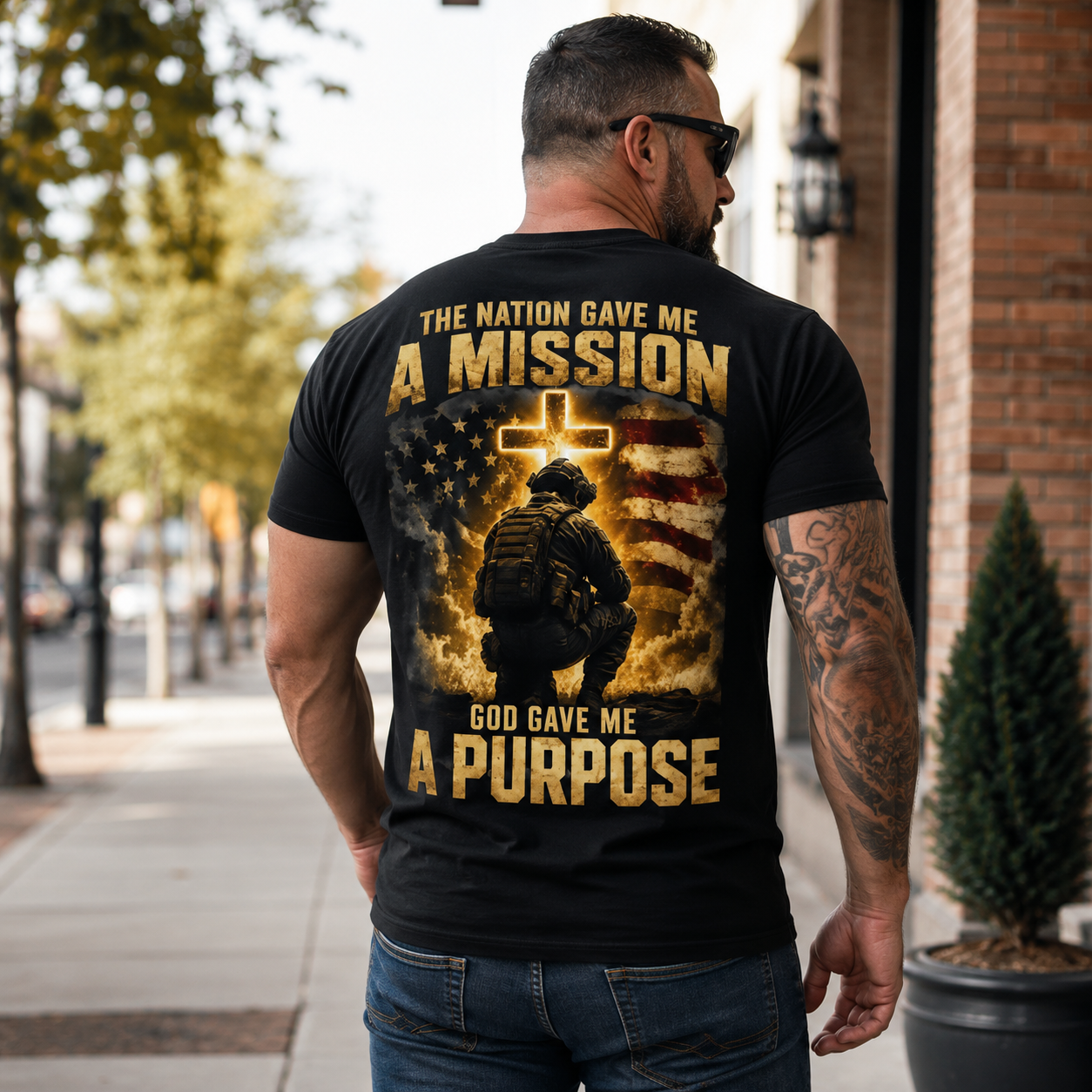 The Nation Gave Me a Mission God Gave Me a Purpose Veteran T-Shirt