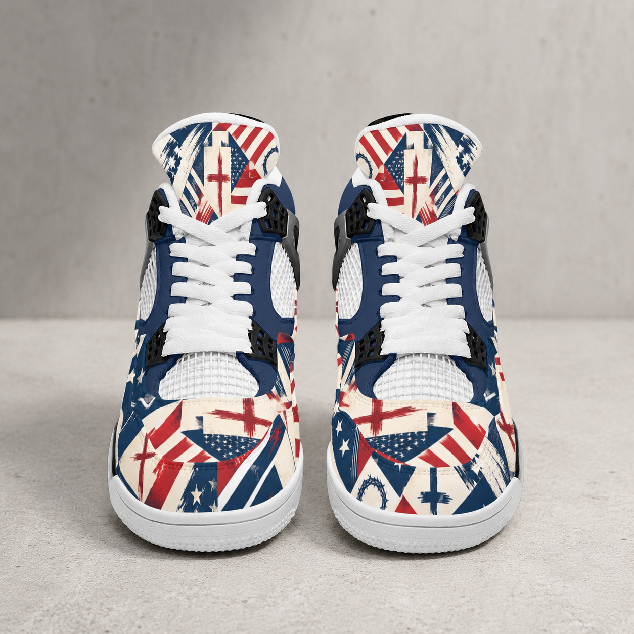 Faith Freedom - All-Over Print Men's Air Cushion Basketball Shoes