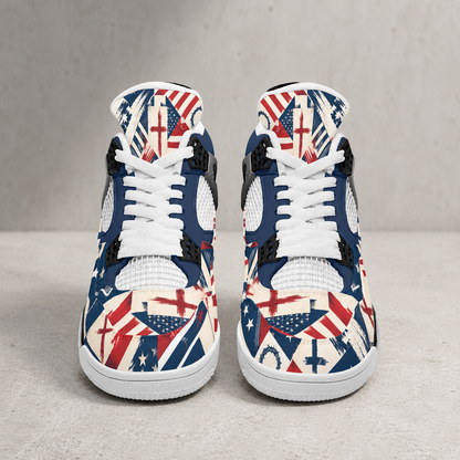 Faith Freedom - All-Over Print Men's Air Cushion Basketball Shoes