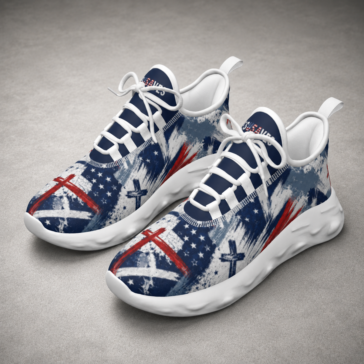Jesus Saves Patriotic - Men's Light Sports Shoes