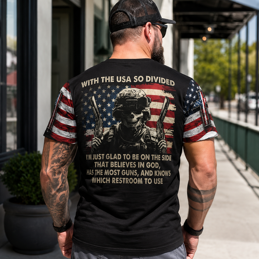 With the USA So Divided Veteran Patriotic T-Shirt