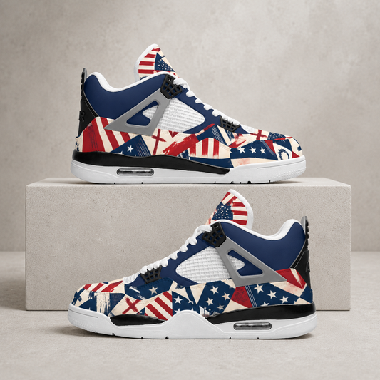 Faith Freedom - All-Over Print Men's Air Cushion Basketball Shoes