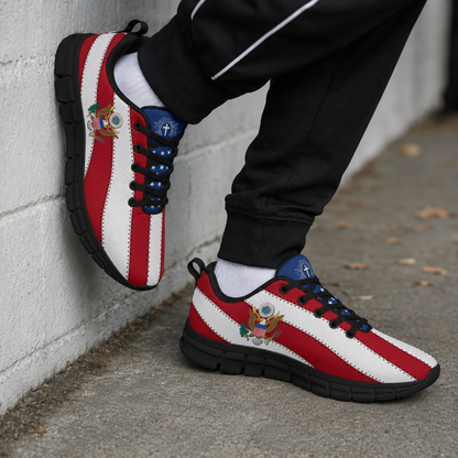 Faith & Liberty Eagle Shoes - All-Over Print Men's Sports Shoes With Black Sole