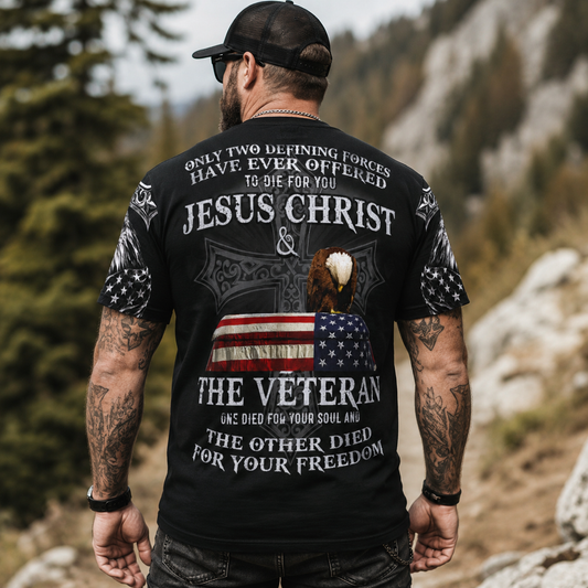 Jesus Christ & The Veteran Christian Patriotic Eagle Performance T-Shirt