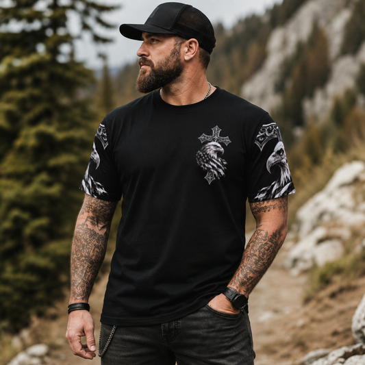 Jesus Christ & The Veteran Christian Patriotic Eagle Performance T-Shirt