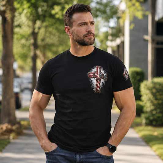 Stand for the Flag Kneel for the Cross Christian Veteran T-Shirt