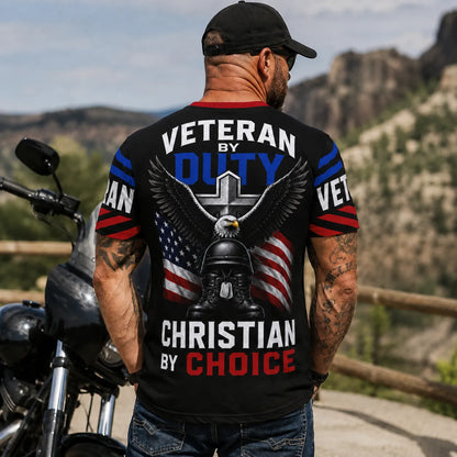 Veteran by Duty Christian by Choice Patriotic T-Shirt