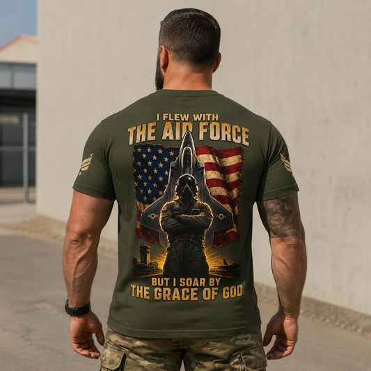 I Flew With the Air Force but Soar by the Grace of God Veteran T-Shirt