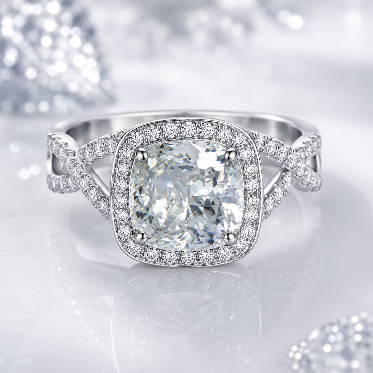 Princess Cut Cubic Zirconia Engagement Ring
