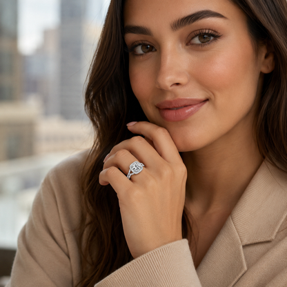 Princess Cut Cubic Zirconia Engagement Ring