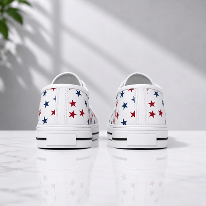 Christian Patriotic Loves Jesus and America Too Women's White Sole Canvas Shoes