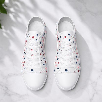 Christian Patriotic Loves Jesus and America Too Women's White Sole Canvas Shoes