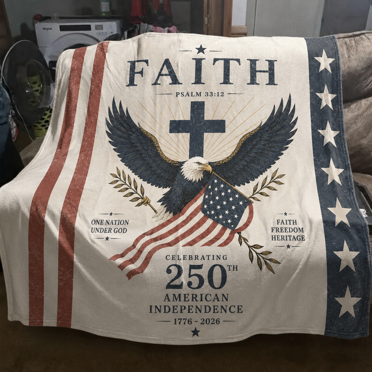 DailyFits Faith Freedom Heritage 250th American Independence Blanket